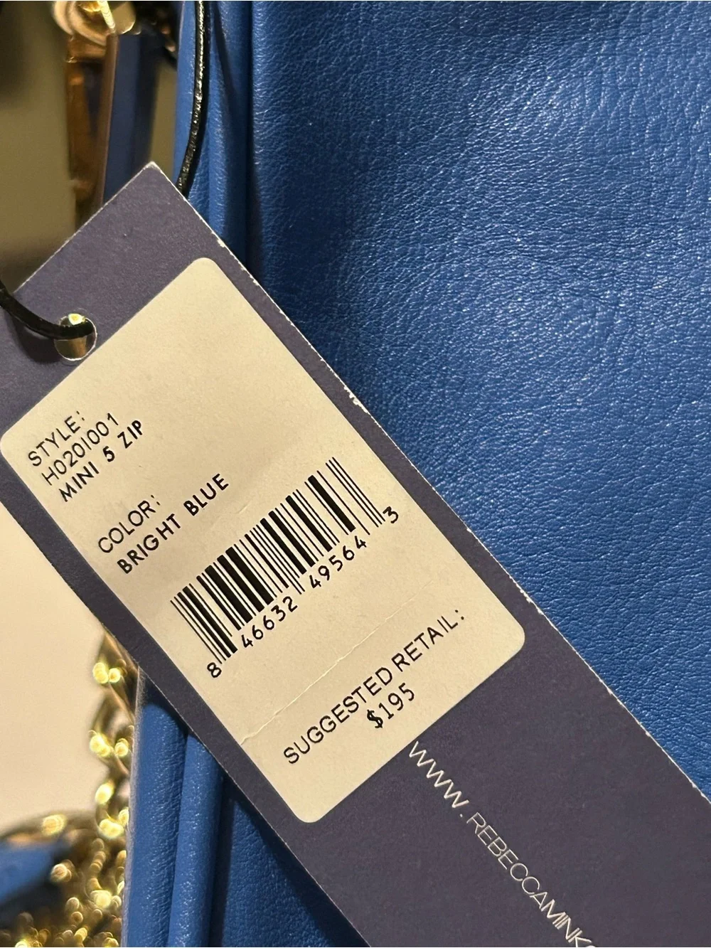 Rebecca Minkoff Blue Leather Crossbody Bag with Gold Hardware